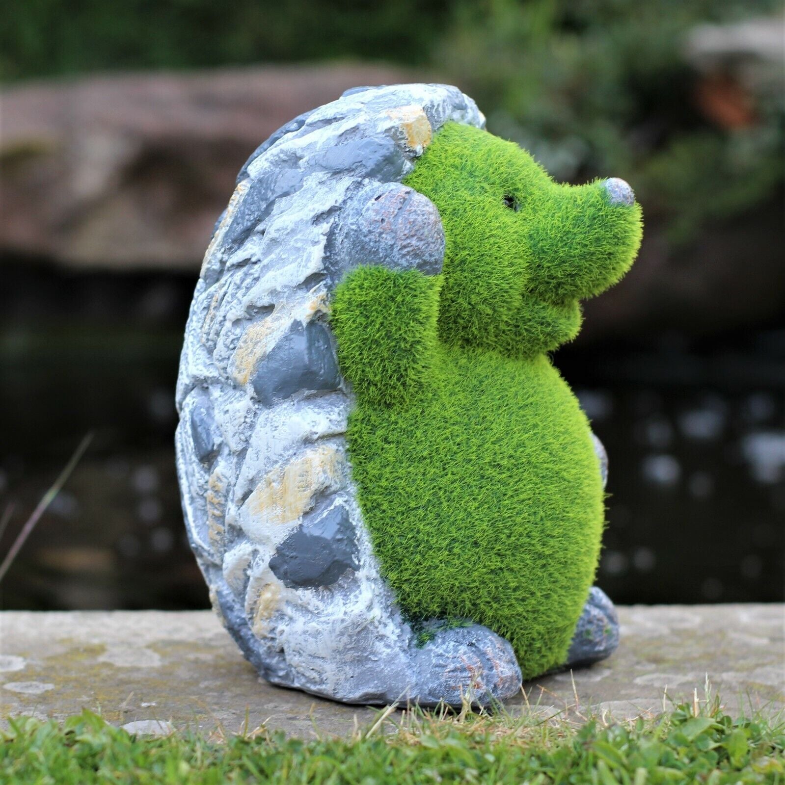 Garden Hedgehog Ornament – Flocked Grass Effect Outdoor Sculpture