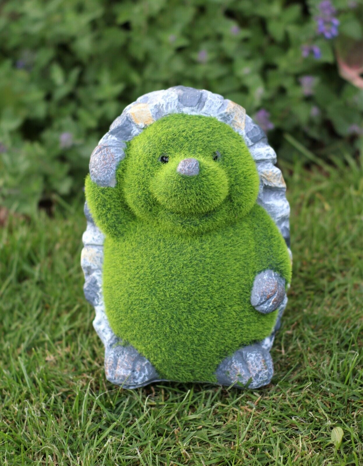 Garden Hedgehog Ornament – Flocked Grass Effect Outdoor Sculpture